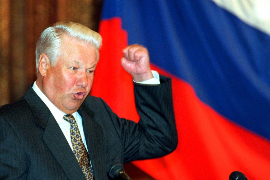 Boris Yeltsin enjoying himself. 