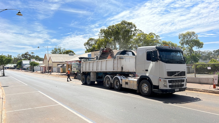 A truck on a country town street