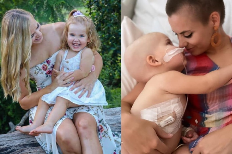 A composite image of mother and daughter taken 3 months apart