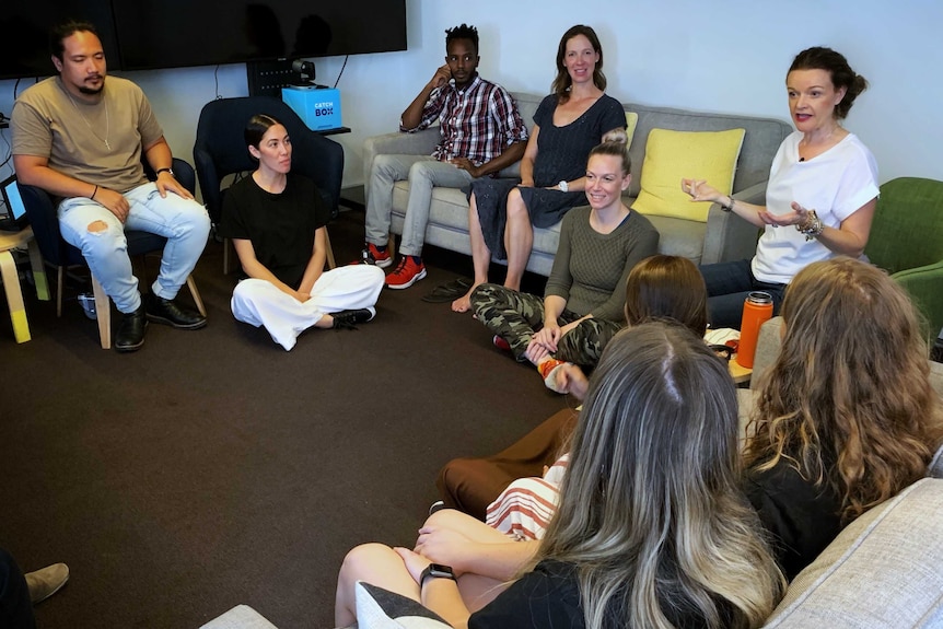 Sonja Montague Mackay leads her breathwork class.