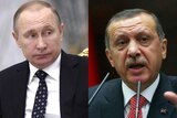 A composite image of Russian President Vladimir Putin (L) and Turkish President Recep Tayyip Erdogan (R).
