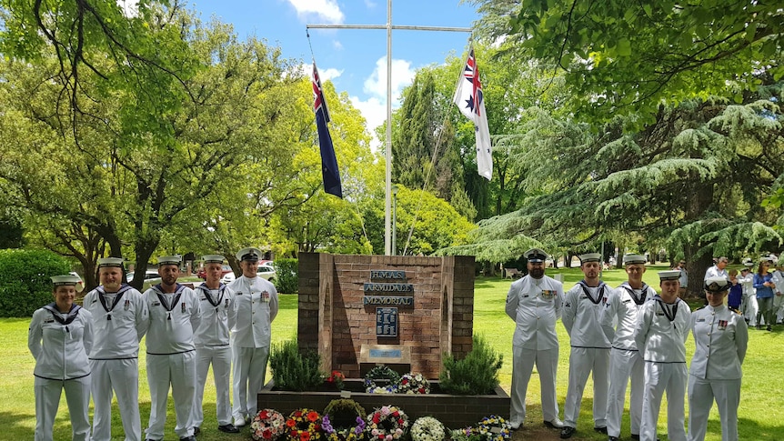 Navy representatives at the memorial in Armidale, NSW.