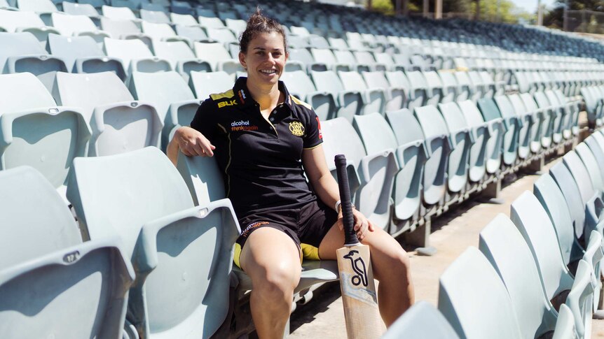 WA Cricketer Nicole Bolton sits in the stands at the WACA.