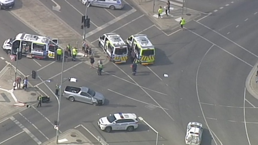 Ambulances are treating eight people, including seven children at the scene.