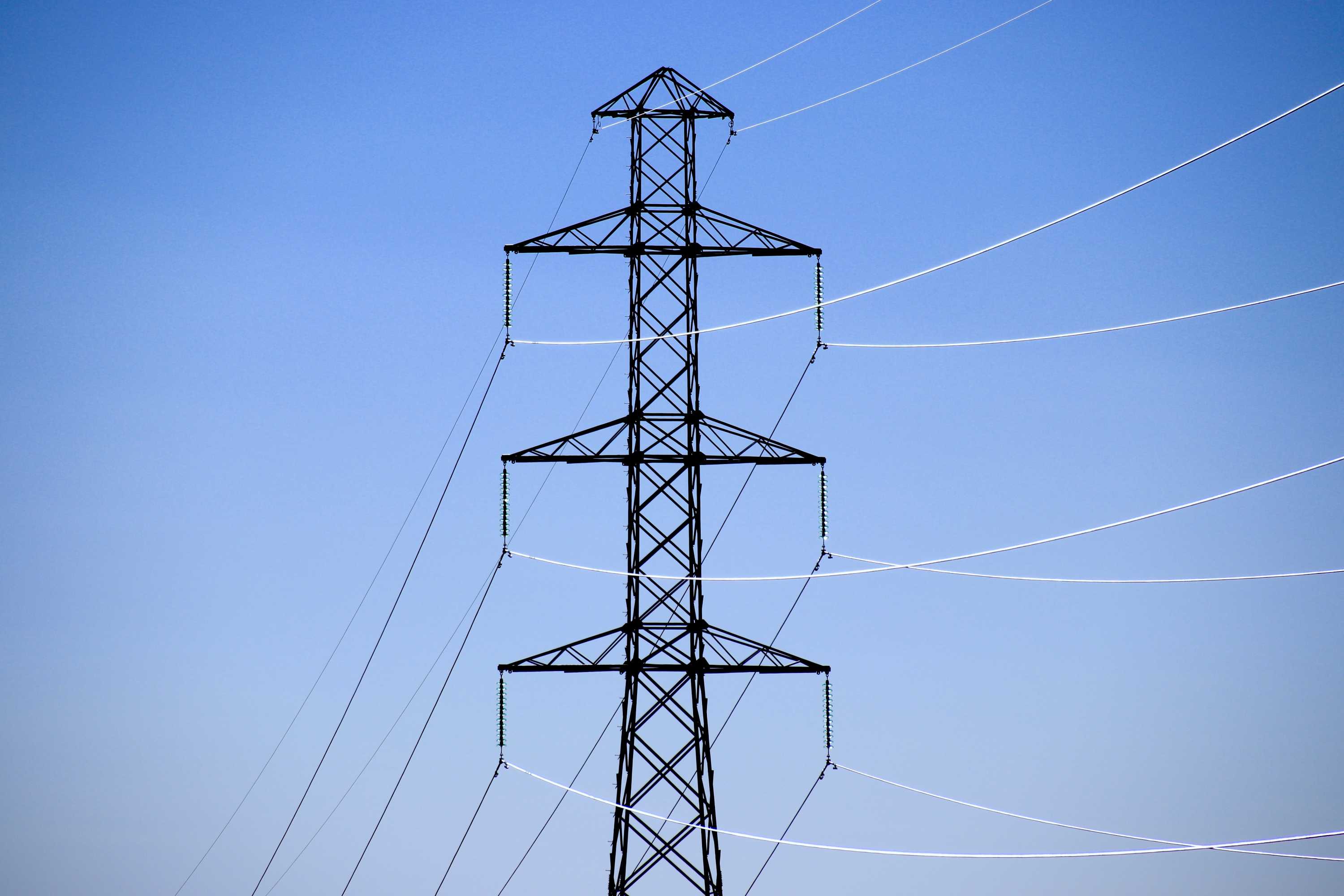 High voltage transmission tower in Tasmania