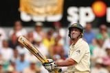 Michael Hussey watches a shot during fifth Ashes Test at the SCG