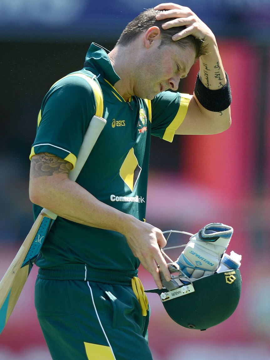 Australian captain Michael Clarke is dismissed by Sri Lanka in Brisbane.