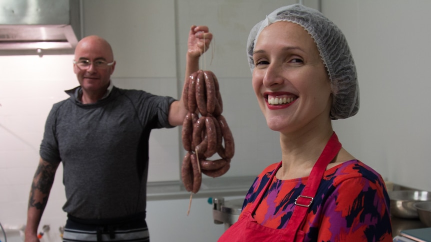 Chrissy Flanagan and Tim Casey with their artisan sausages