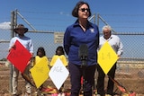 Matthew Littlejohn, Olga Haven and Rodney Dillon protest at the Don Dale detention centre in Darwin (L-R).