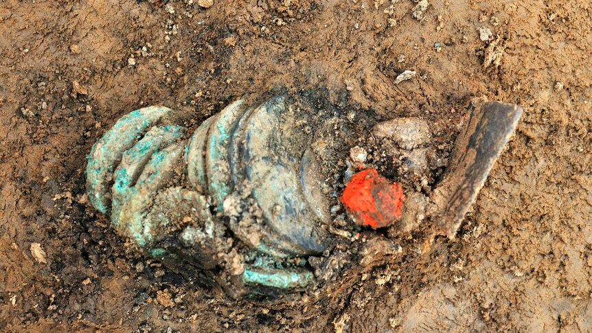 Coins found with soldier's remains