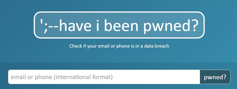 A screenshot of the Have I Been Pwned website