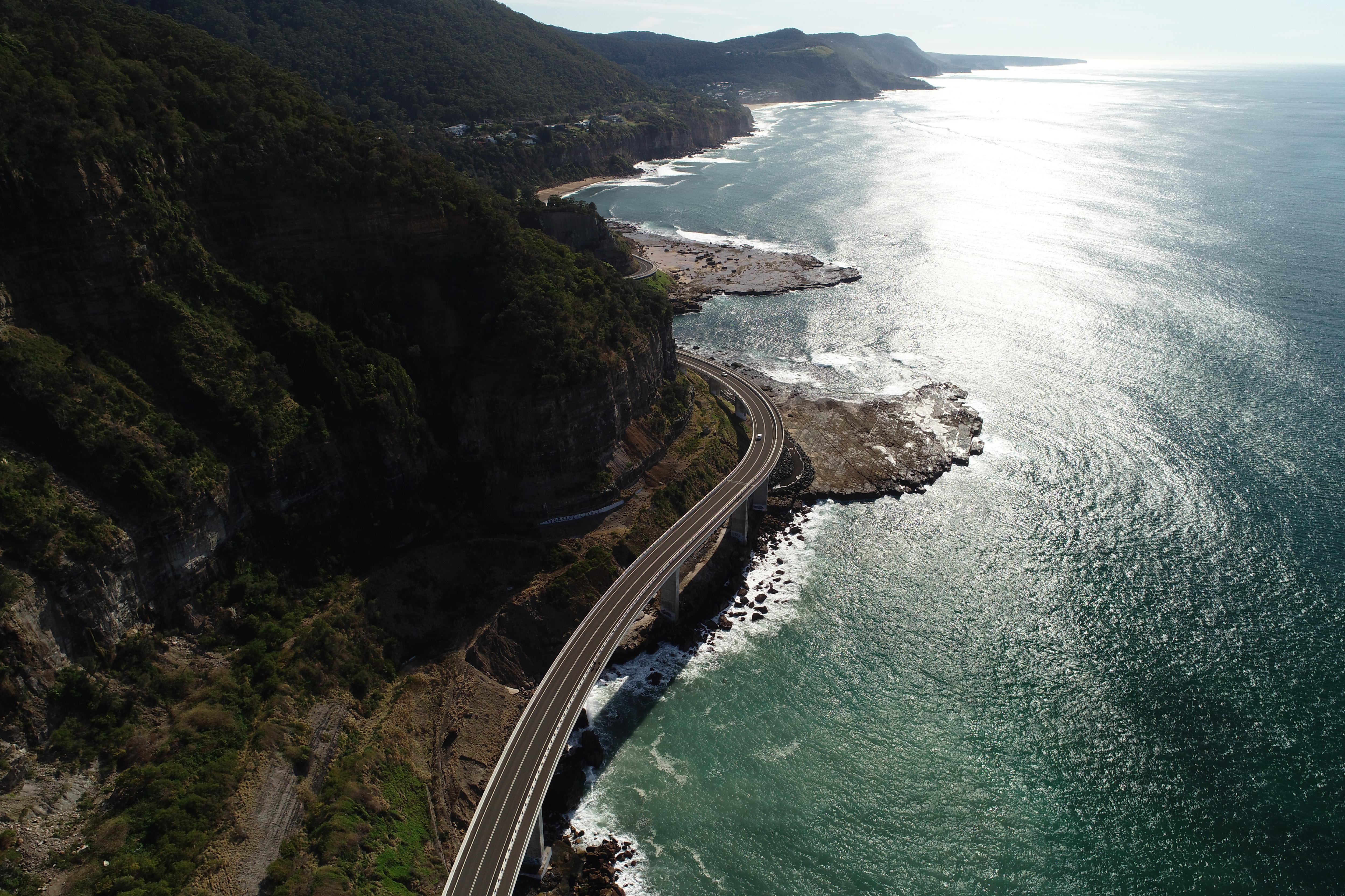Aerial shot of Sea Cliff Bridge 