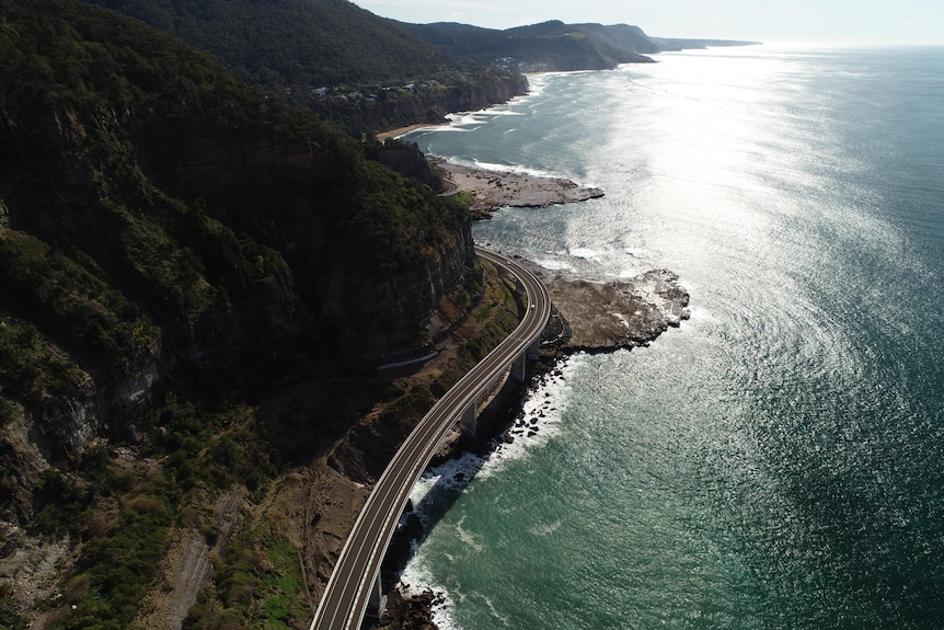Aerial shot of Sea Cliff Bridge 
