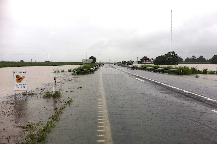 Murray and Tully Rivers flowing over local roads and parts of the Bruce Highway near Euramo on March 8, 2018.