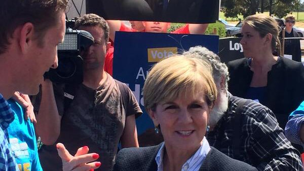 Julie Bishop with loyalty sign