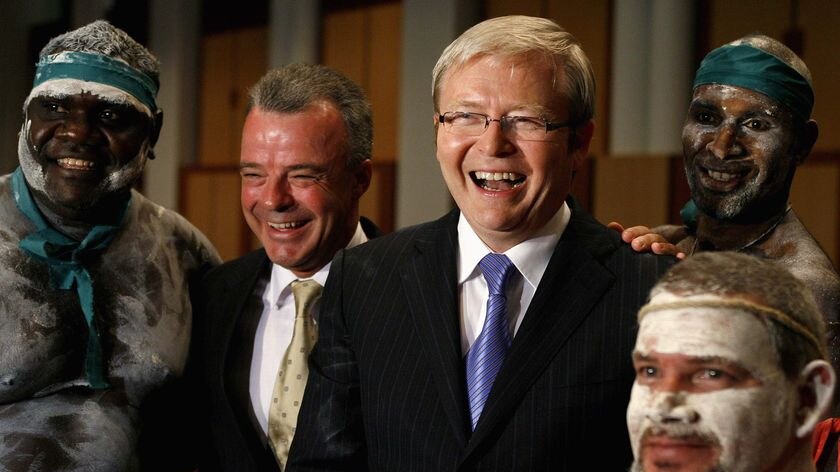 Kevin Rudd and Brendan Nelson at Aboriginal welcoming ceremony