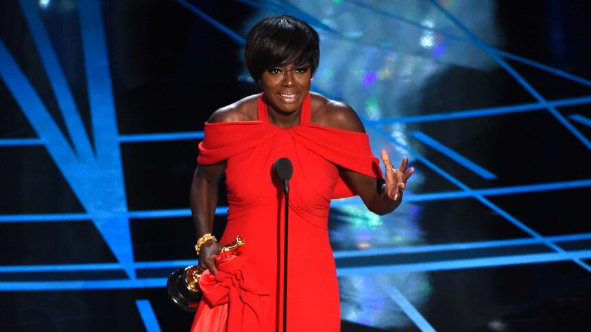 Viola Davis accepts the Oscar for best supporting actress