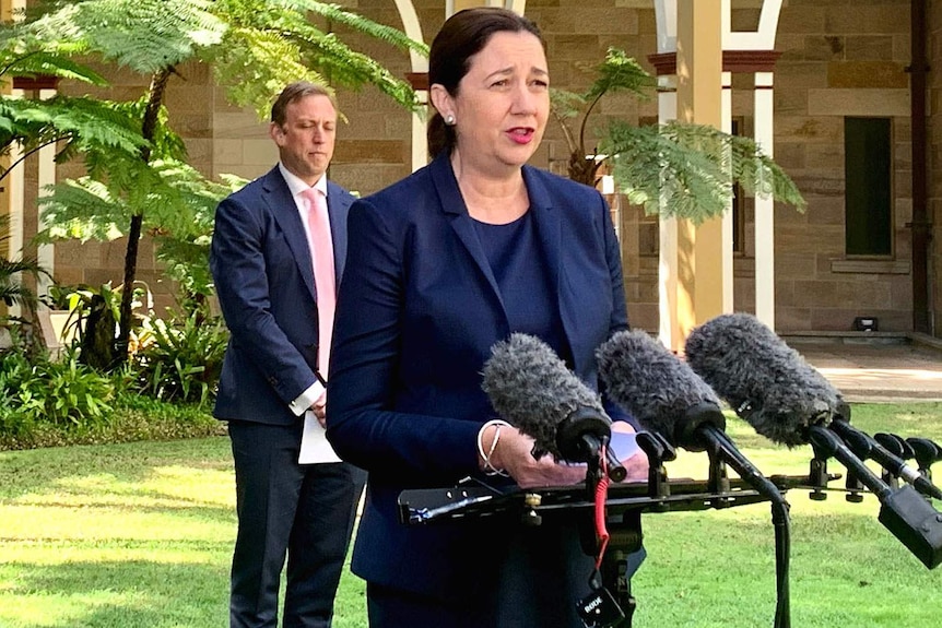 Queensland Premier Annastacia Palaszczuk speaks at a media conference in Brisbane.