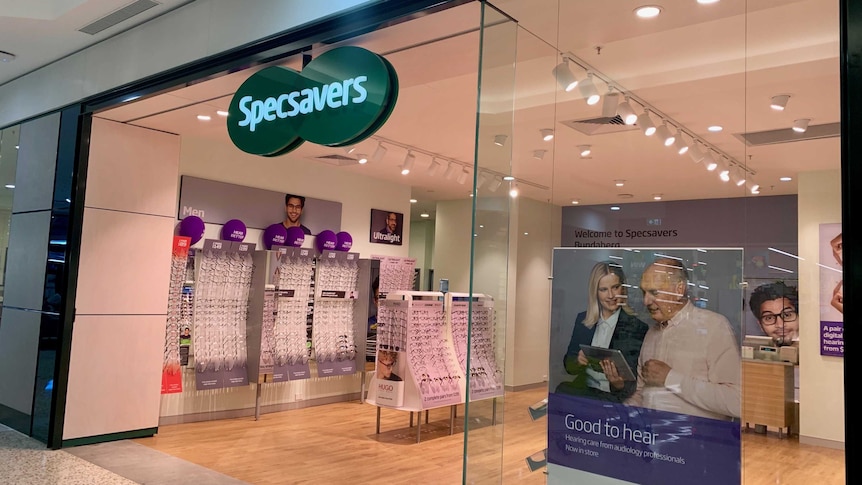 The entrance to a Specsavers store at a shopping centre in Bundaberg