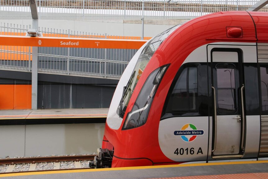 Adelaide Metro train at the platform Seaford rail station