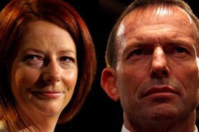 Composite: Julia Gillard and Tony Abbott (Getty Images: Graham Denholm)