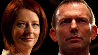 Composite: Julia Gillard and Tony Abbott (Getty Images: Graham Denholm)