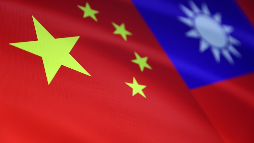 A graphic of a Chinese flag next to Taiwanese fla.