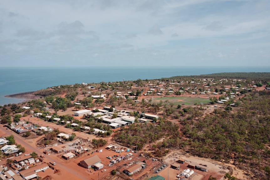 An aerial view of the township of Galiwin'ku on Elcho Island.