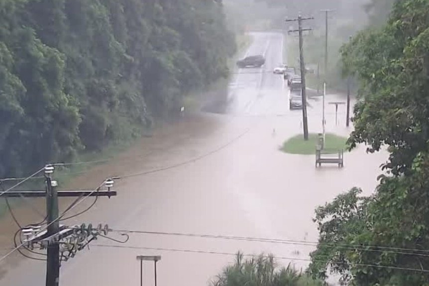 A flooded road 