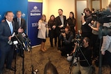 Prime Minister Tony Abbotts faces questions from the media in Geelong.