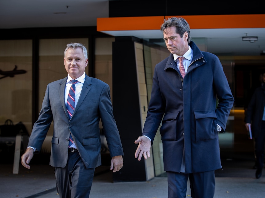 Tasmania Premier Jeremy Rockliff with AFL chief executive Gillon McLachlan.