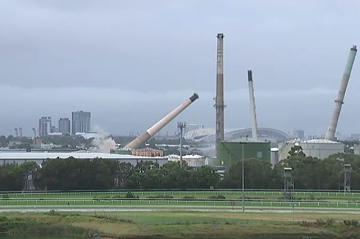 One chimney stack has defied a demolition attempt in Clyde, New South Wales.