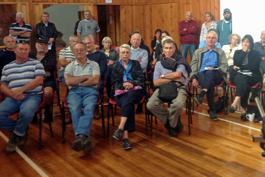 Bruny Island residents attend a ferry meeting