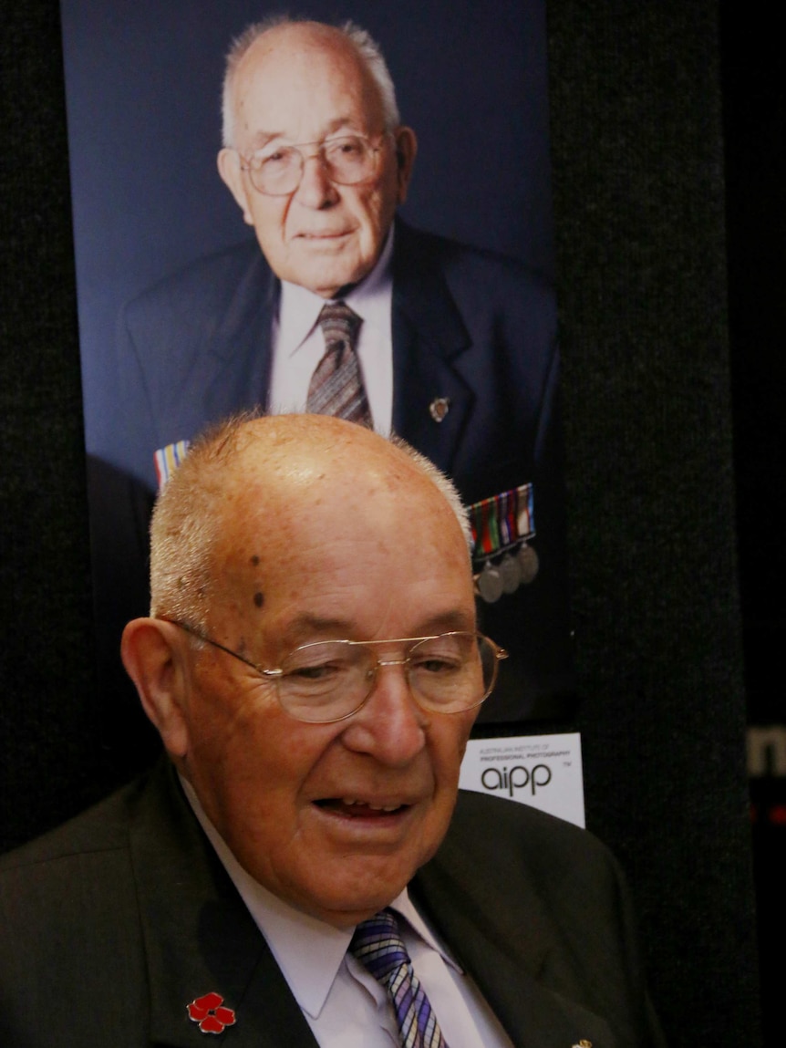 William Toone with his portrait.