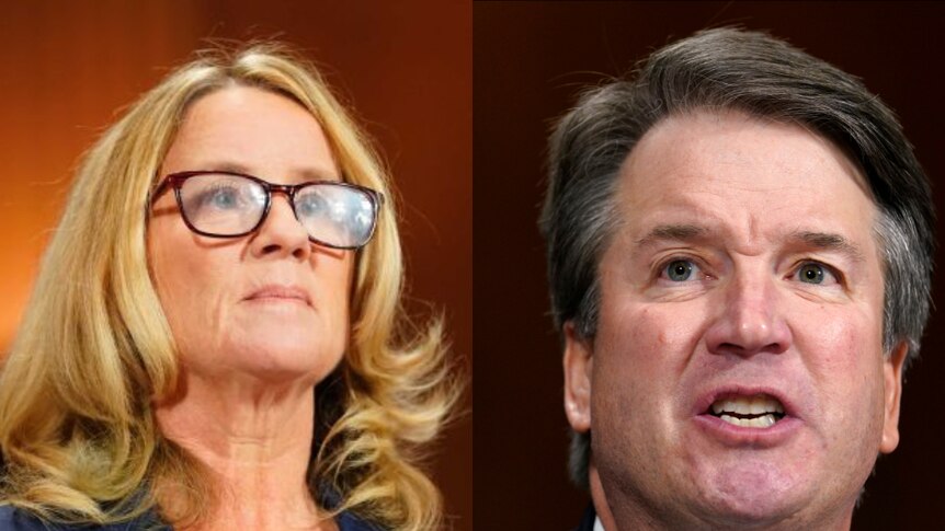 Composite of Brett Kavanaugh and Christine Blasey Ford