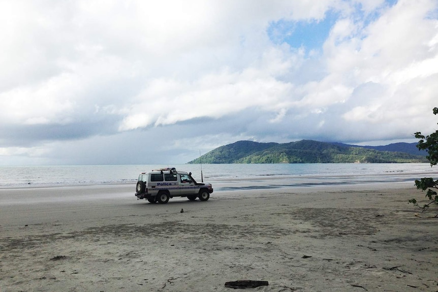 Police 4WD on Thornton Beach in the Daintree National Park