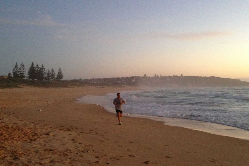 Premier Mike Baird running on South Curl Curl beach