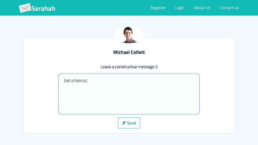 The message screen for Sarahah