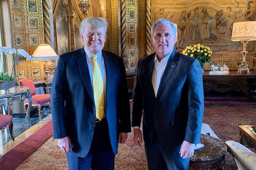 Former US president Donald Trump and Republican House Leader Kevin McCarthy.