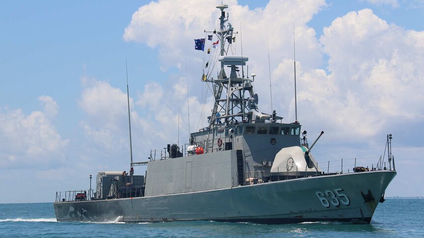 An Indonesian navy ship taking part in the joint exercise Cassowary.