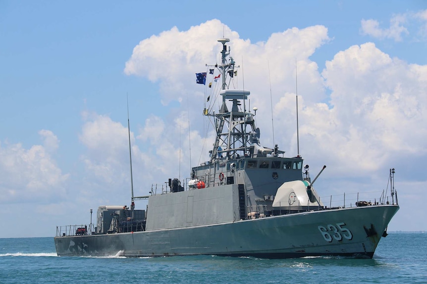 An Indonesian navy ship taking part in the joint exercise Cassowary.