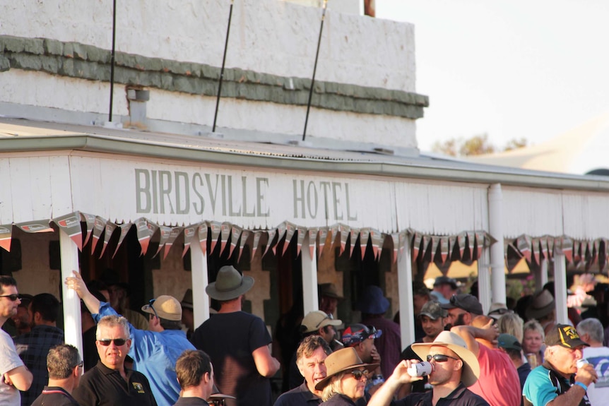 Crowds outside Birdsville Hotel