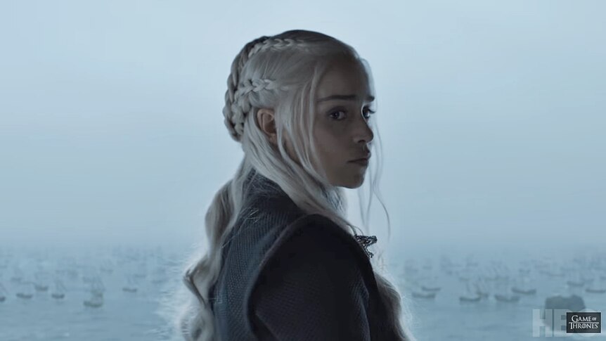 A still of actress Emilia Clarke in television show Game of Thrones
