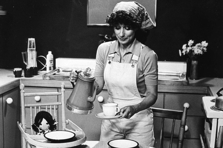 Benita Collings on the set of Play School in the 1970s