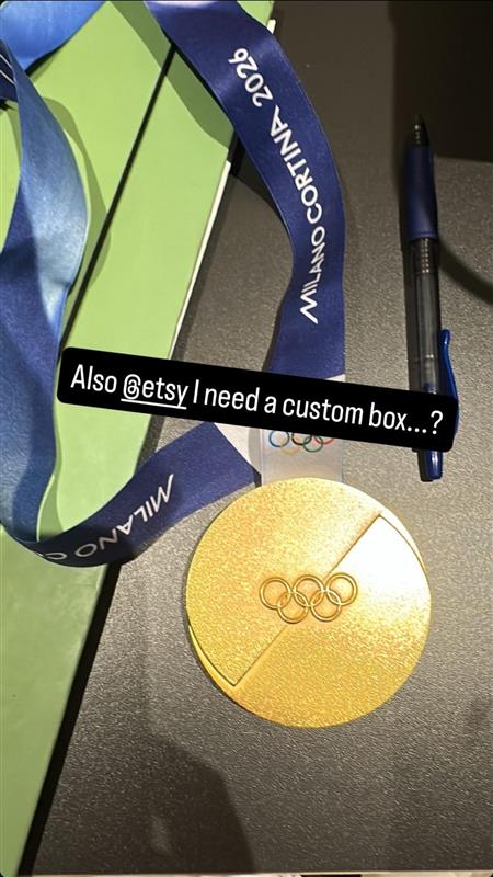 Publicación de Breezy Johnson en Instagram sobre su medalla de oro rota en los Juegos Olímpicos de Invierno.