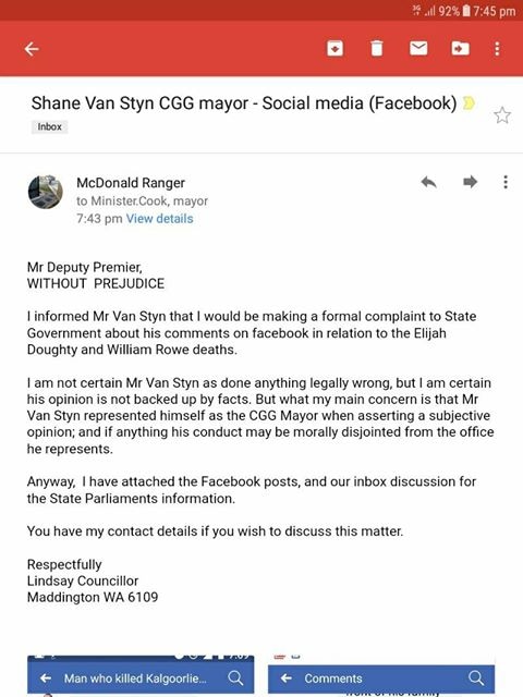 The complaint was emailed to the Deputy Premier Roger Cook
