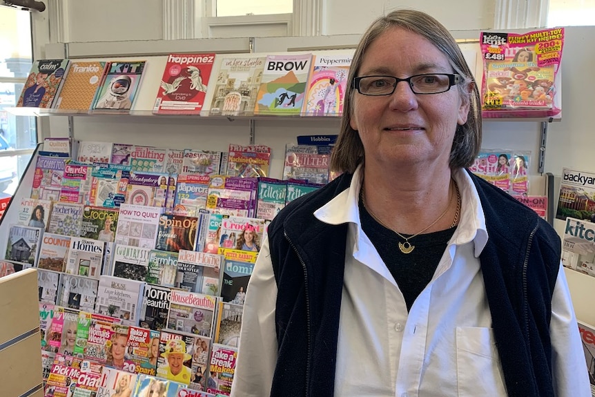 Vicki Thomas in her Beaconsfield newsagency.