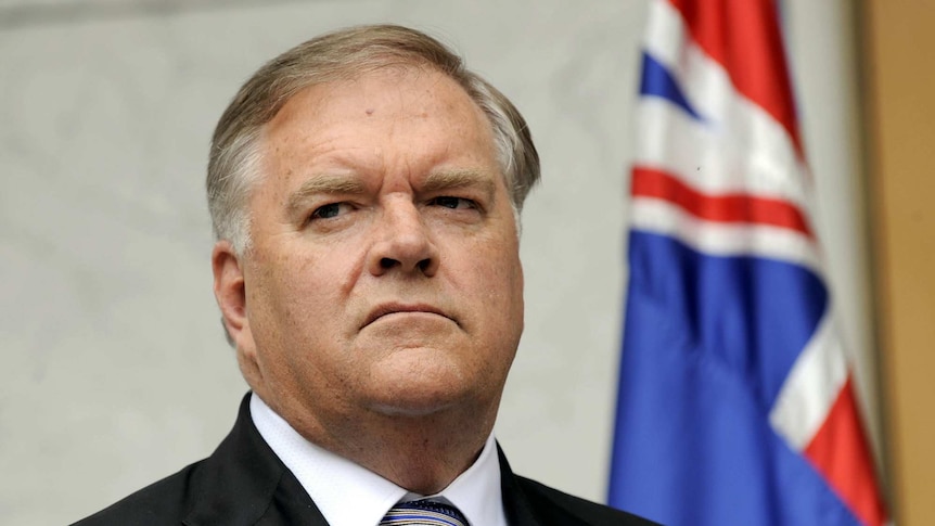 Kim Beazley at a press conference