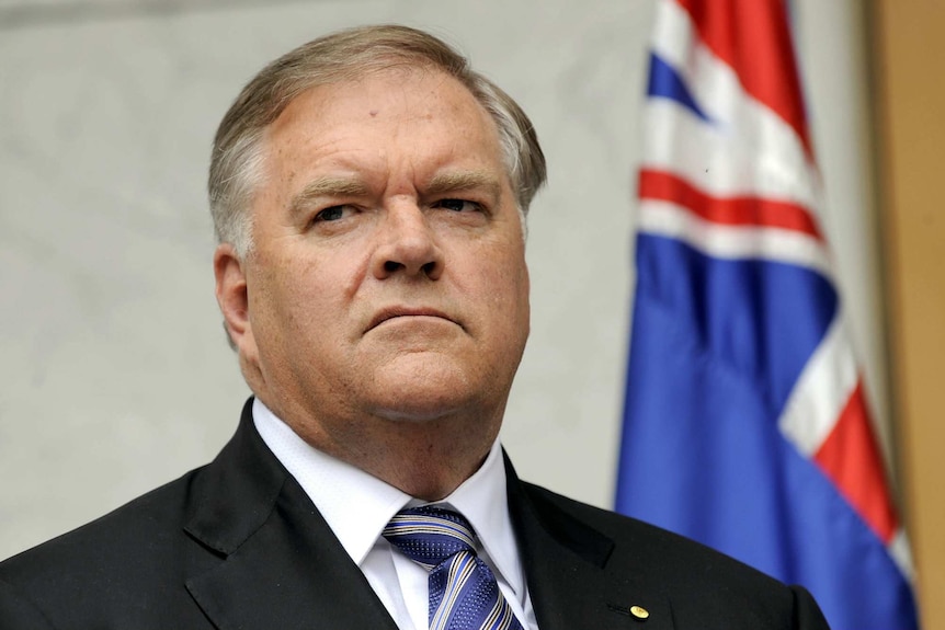 Kim Beazley at a press conference