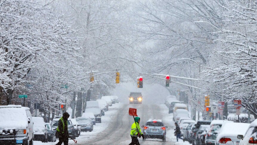 Heavy snowfall in Cambridge, Massachusetts